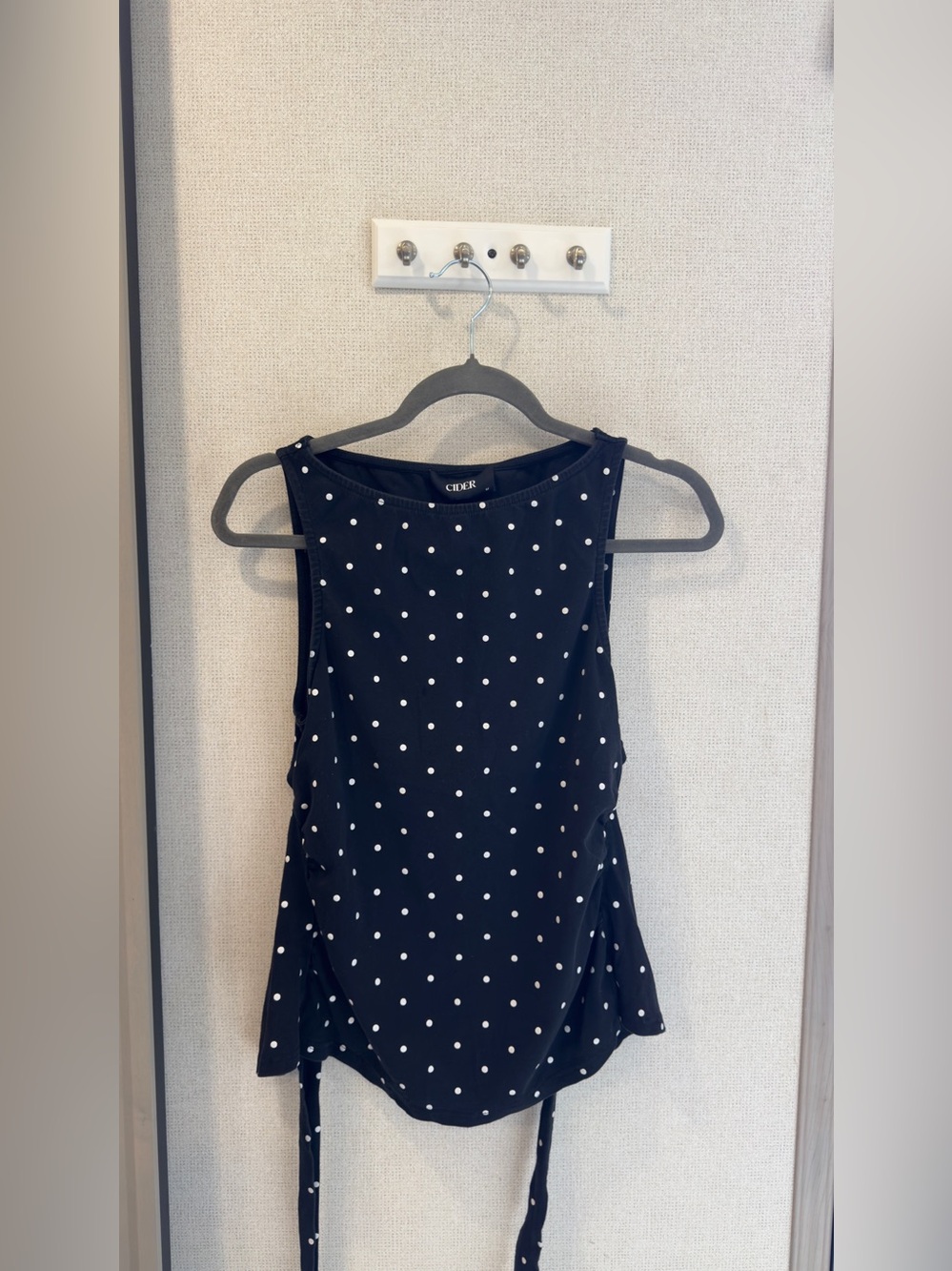 Cider Black Polka Dot Tie-Waist Tank